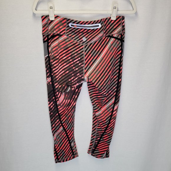 Athleta Women's Small Leggings Pink Black Cropped - Picture 2 of 5
